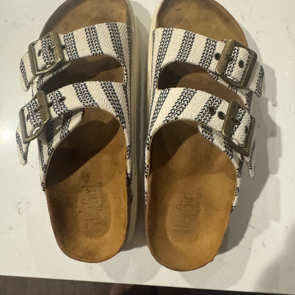 Corkys Women's Black and White Striped Sandals